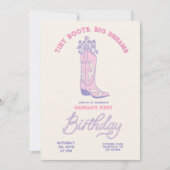 Cowgirls zum Geburtstag Einladung Tiny stimuliert (Vorderseite)