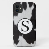 Cowhid Schwarz-weiß Monogramm Case-Mate iPhone Hülle (Rückseite)