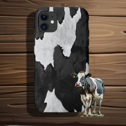 Cowhide Black in White Case-Mate iPhone Case