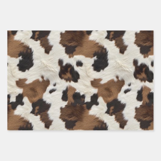 Cowhide Brown Schwarz-weiße Imitate Kuh Fell Geschenkpapier Set (Vorderseite 3)