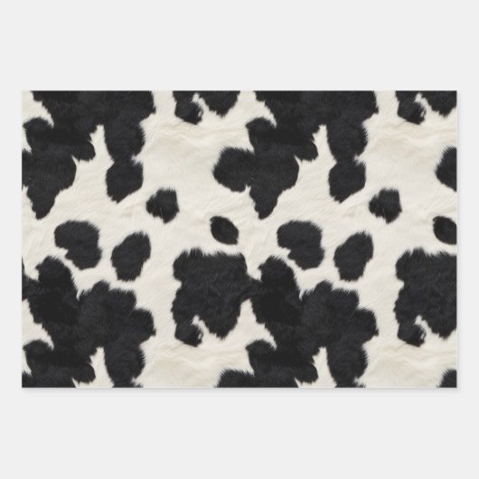 Cowhide Brown Schwarz-weiße Imitate Kuh Fell Geschenkpapier Set (Vorderseite 2)