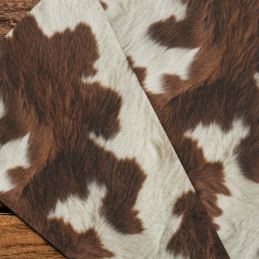 Cowhide Brown White Leather Kuh Fell Seidenpapier