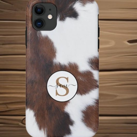 Cowhide Brown White Monogram Case-Mate iPhone C Case-Mate iPhone Hülle