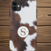 Cowhide Brown White Monogram Case-Mate iPhone C Hülle