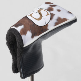 Cowhide Brown White Monogram Golf Headcover