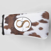 Cowhide Brown White Monogram Golf Headcover (Vorderseite)