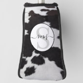 Cowhide Brown White Monogram Golf Headcover (Rotieren 90)