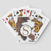 Cowhide Brown White Monogram Spielkarten (Rückseite)