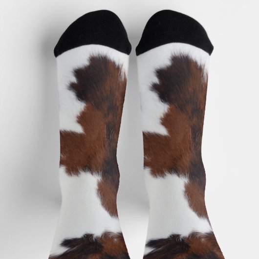 Cowhide Brown White Socken (Oben)