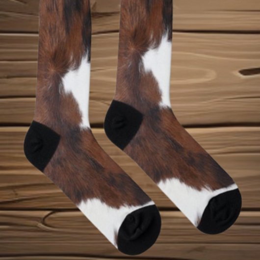 Cowhide Brown White  Socken
