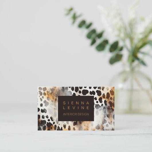 Cowhide Leopard Print Animal Skin Abstrakt Art Visitenkarte (Stehend Vorderseite)