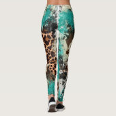 Cowhide Leopard Print Türkis Frauen Leggings (Rückseite)