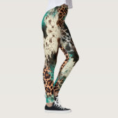 Cowhide Leopard Print Türkis Frauen Leggings (Rechts)
