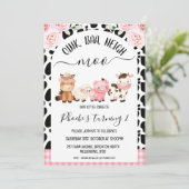 Cowhide Oink Baa Neigh Moo Farm Geburtstag Einladung (Stehend Vorderseite)