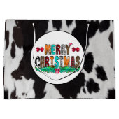 Cowhide Schwarz-weiß frohe Weihnachten Große Gesch Geschenktüte (Vorderseite)