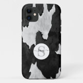 Cowhide Schwarz-weiß Monogram Case-Mate iPhone Hülle (Rückseite)