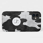 Cowhide Schwarz-weiß Monogram Case-Mate iPhone Hülle (Rückseite (Horizontal))