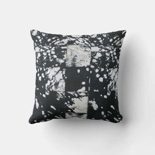 Cowhide Schwarz-Weiß-Patchwork-Muster Print Kissen (Rückseite)