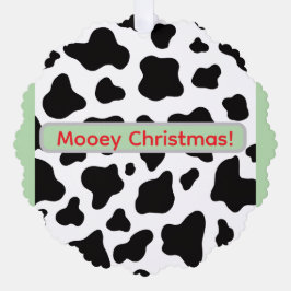 Cowhide with "Mooey Chriastmas" in red and red Ornament Karte