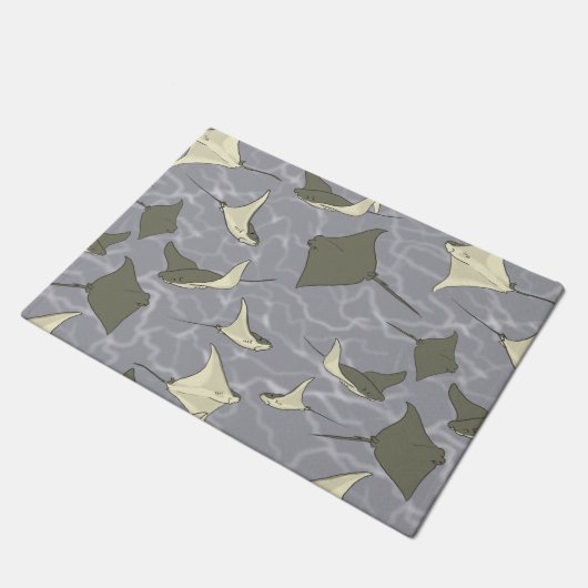 Cownose Stingray-Ozean-Muster Fußmatte (Schrägansicht)