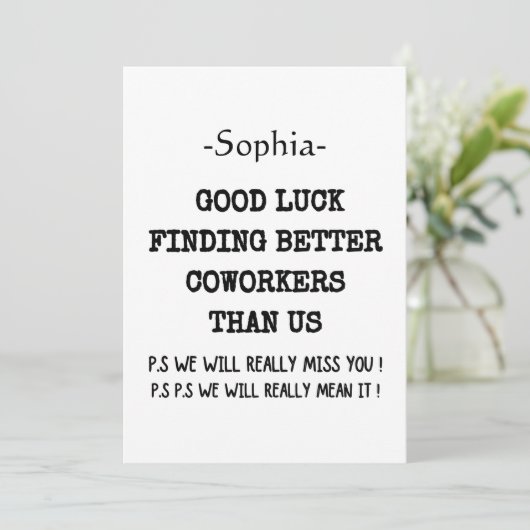 Coworker Boss Verlasse ADD-Funny-Zitat, kundenspez Ankündigung (Stehend Vorderseite)