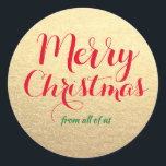 Coworker Employee Merry Christmas Weihnachtsgesche Runder Aufkleber<br><div class="desc">Perfekter Weihnachtsaufkleber für Ihre Mitarbeiter und Kollegen. Sie können die Textfarbe und den Stil des Schriftartes leicht ändern,  indem Sie die Option Textfarbe und Stil anpassen. Es ist ein schönes trendiges Design mit handgeschriebenem Schriftsatz-Effekt.</div>