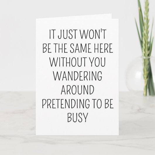 Coworker Verlassend glückliche Pensionierung geht Karte (Vorderseite)