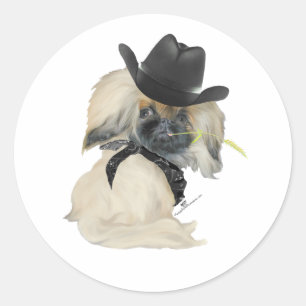 Cowpoke Peke Runder Aufkleber