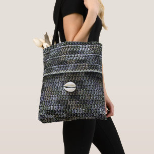 Cowrie Muschel Gray Texture Artisan Crochet Print Tasche