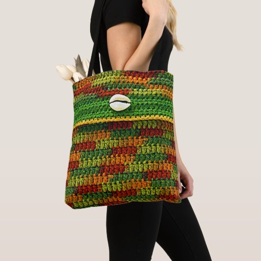 Cowrie Muschel Herbstfarben Kunsthandwerk Crochet Tasche (Von Nahem)