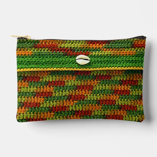 Cowrie Muschel Herbstfarben Kunsthandwerk Crochet  Zubehörtasche (Vorderseite)