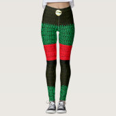 Cowrie Muschel Red Black Green Crochet Print Leggings (Vorderseite)