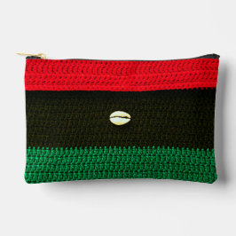 Cowrie Muschel Red Black Green Crochet Print Zubehörtasche