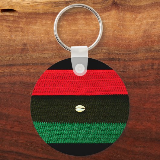 Cowrie Muschel Red Black und Green Crochet Print o Schlüsselanhänger (Vorderseite)