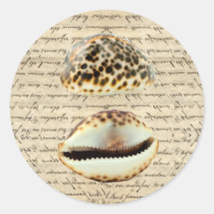 Cowrie Muscheln Runder Aufkleber