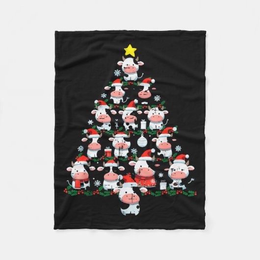 Cows Christmas Tree Xmas Farm Animal Toddler Boys Fleecedecke (Vorderseite)