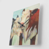 Cows In Love Quadratische Wanduhr (Winkel)