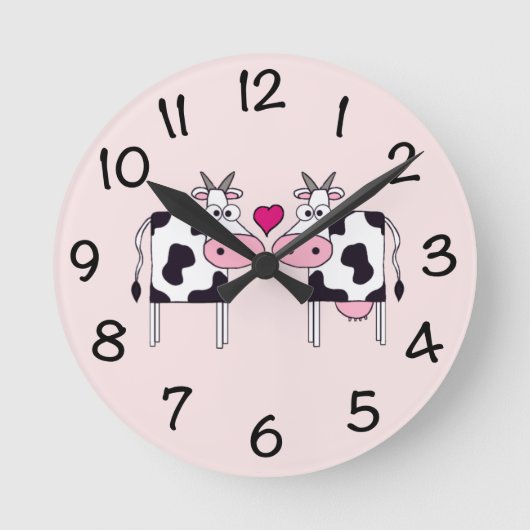 Cows in Love Runde Wanduhr (Vorderseite)