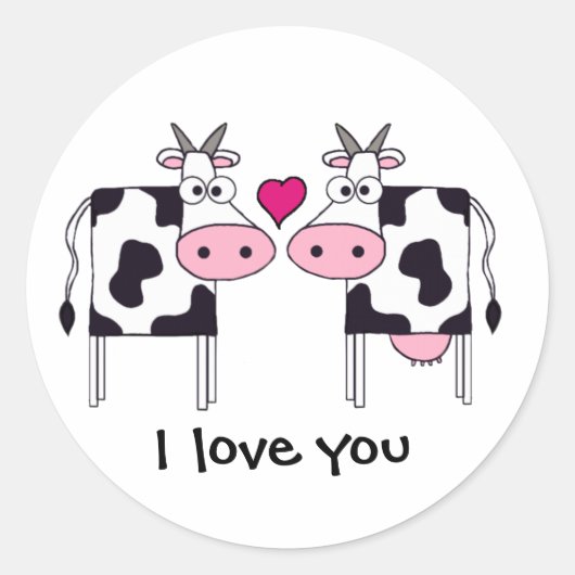 Cows in Love Runder Aufkleber (Vorderseite)