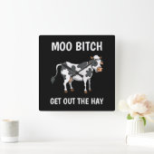Cows Moo  Funny Quote Rancher Farmer Quadratische Wanduhr (Zuhause)