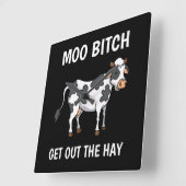 Cows Moo  Funny Quote Rancher Farmer Quadratische Wanduhr (Winkel)
