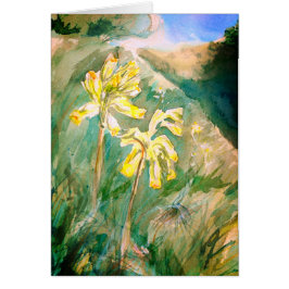 Cowslips Primula veris auf einer Grasbank-Karte