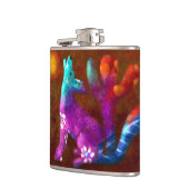 Coyote Abstrakt Art Saguaro Cactus Desert Brown Flachmann (Links)