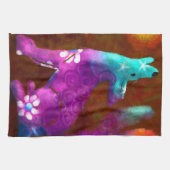 Coyote Abstrakt Art Saguaro Cactus Desert Brown Geschirrtuch (Horizontal)