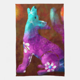 Coyote Abstrakt Art Saguaro Cactus Desert Brown Geschirrtuch