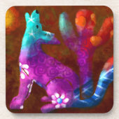 Coyote Abstrakt Art Saguaro Cactus Desert Brown Getränkeuntersetzer (Vorderseite)