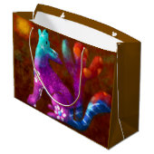 Coyote Abstrakt Art Saguaro Cactus Desert Brown Große Geschenktüte (Rückseite Schrägansicht)