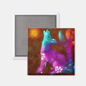 Coyote Abstrakt Art Saguaro Cactus Desert Brown Magnet (Vorderseite/Rückseite)