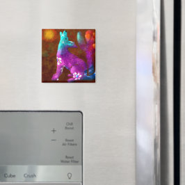 Coyote Abstrakt Art Saguaro Cactus Desert Brown Magnet