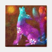 Coyote Abstrakt Art Saguaro Cactus Desert Brown Magnet (Vorne)